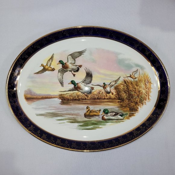 Weatherby Hanley Falcon Ware Vintage 12" Oval Platter Mallard Ducks England - Picture 1 of 3